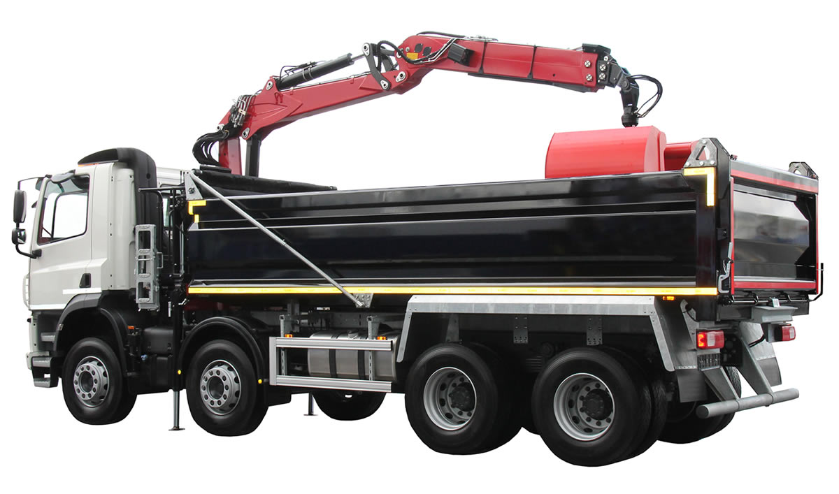 Large tipper lorry with grab